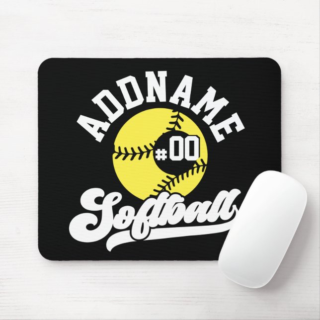 Personalized Softball Player ADD NAME Retro Team Mouse Pad (With Mouse)