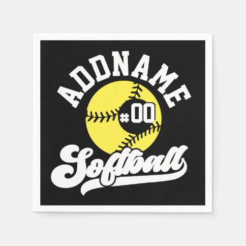 Personalized Softball Player ADD NAME Retro Team Napkins