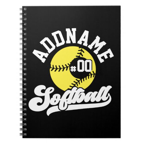 Personalized Softball Player ADD NAME Retro Team Notebook