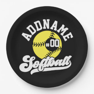 Personalized Softball Player ADD NAME Retro Team Paper Plates