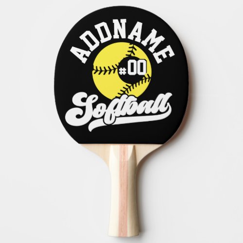 Personalized Softball Player ADD NAME Retro Team Ping Pong Paddle