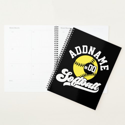 Personalized Softball Player ADD NAME Retro Team Planner