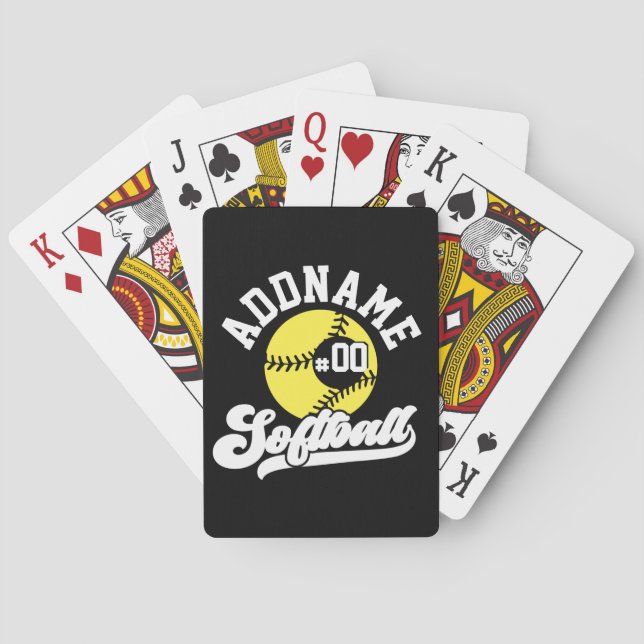 Personalized Softball Player ADD NAME Retro Team Poker Cards (Back)