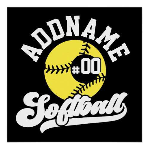 Personalized Softball Player ADD NAME Retro Team Poster