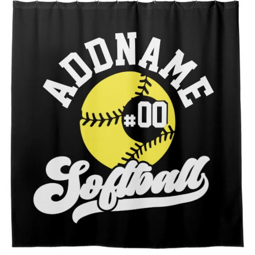 Personalized Softball Player ADD NAME Retro Team Shower Curtain