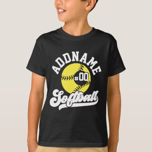 Personalized Softball Player ADD NAME Retro Team T_Shirt
