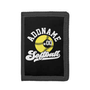 Personalized Softball Player ADD NAME Retro Team Trifold Wallet