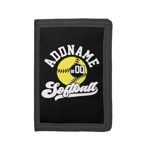 Personalized Softball Player ADD NAME Retro Team Trifold Wallet