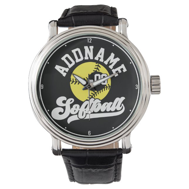 Personalized Softball Player ADD NAME Retro Team Watch (Front)
