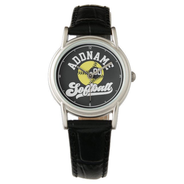 Personalized Softball Player ADD NAME Retro Team Watch (Front)