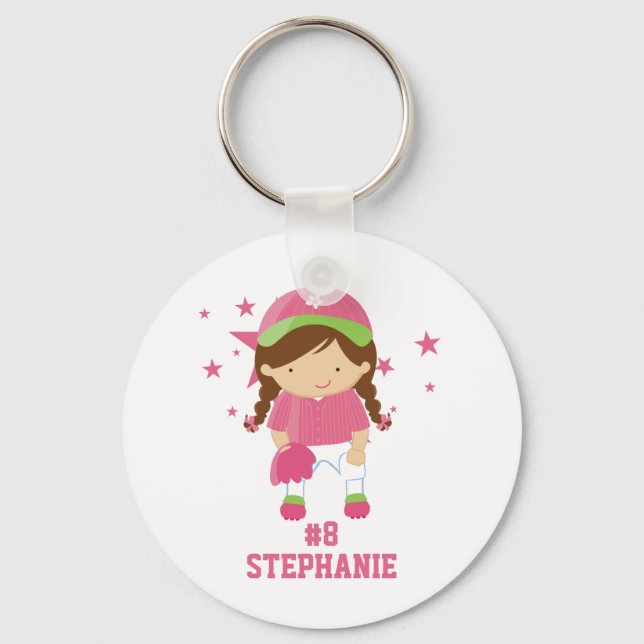 Personalized softball player and stars keychain (Front)