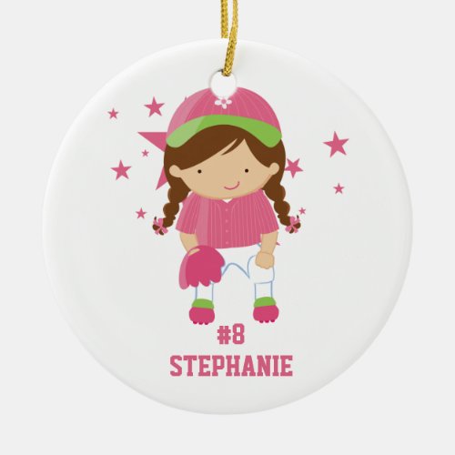 Personalized softball player and stars ornament