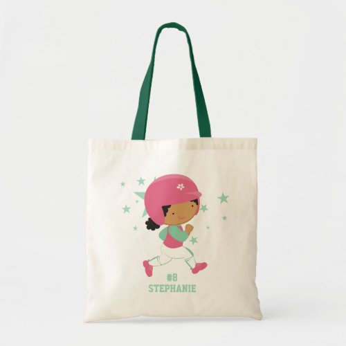 Personalized softball player and stars tote bag