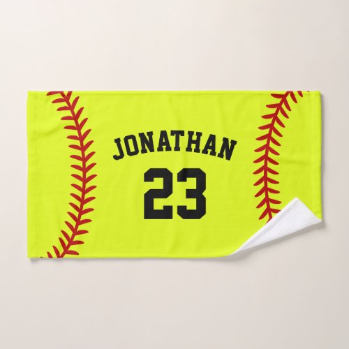 Personalized Softball Player Name Hand Towel
