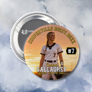 Personalized Softball Player Photo Button
