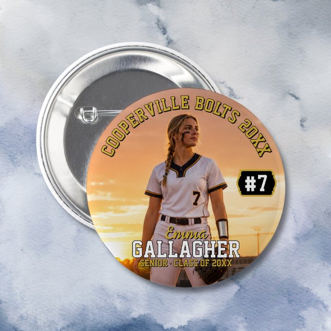 Personalized Softball Player Photo Button (Creator Uploaded)