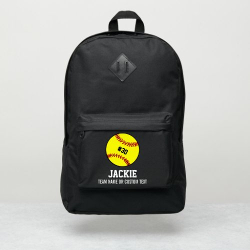 Personalized Softball Player Team Name Custom Text Port Authority Backpack