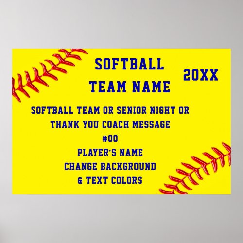 Personalized Softball Posters Softball Senior Poster