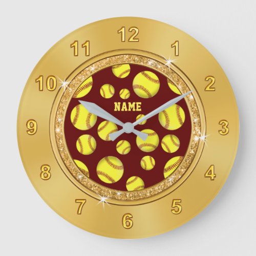 Personalized Softball Room Decor Softball Clock