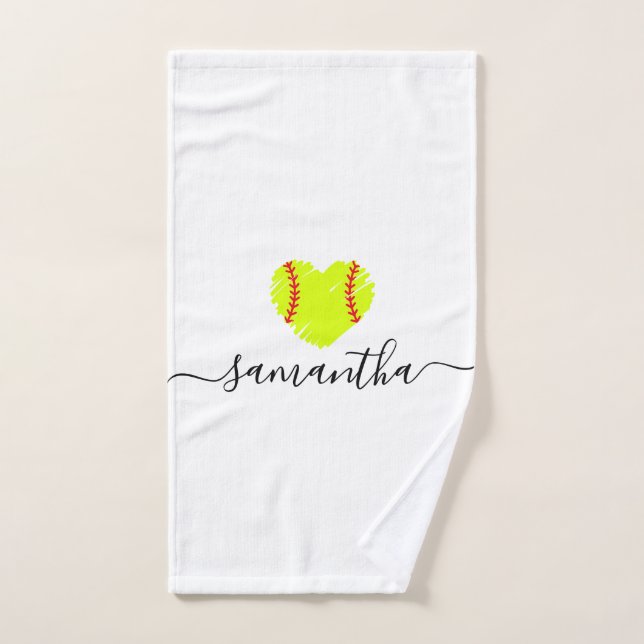 Personalized Softball Script Name Hand Towel (Hand Towel)