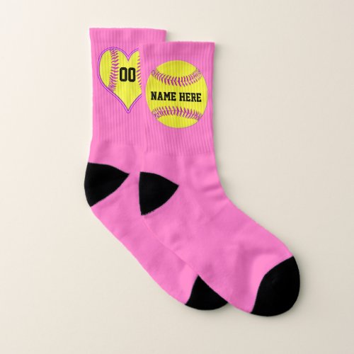 Personalized Softball Socks Change Pink Any Color