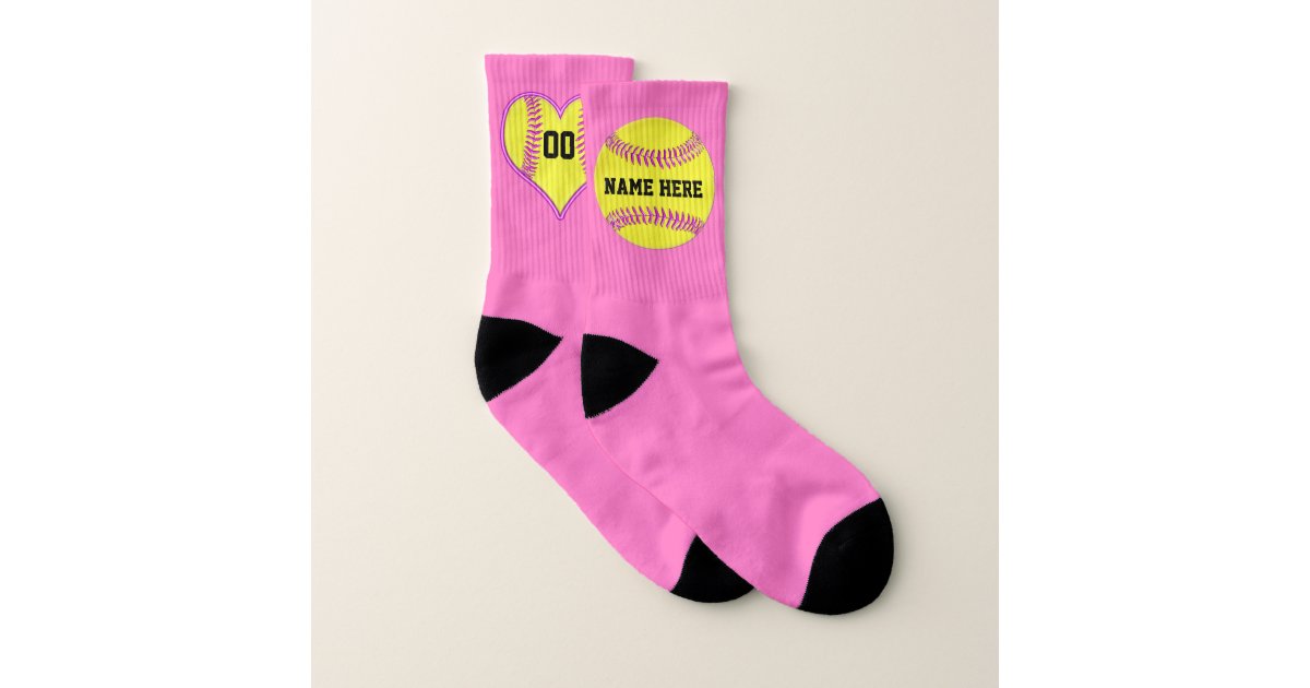 Personalized Softball Socks Change Pink, Any Color Zazzle