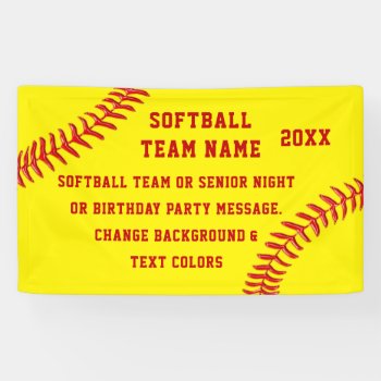 Personalized  Softball Team Banners  Your Colors Banner by LittleLindaPinda at Zazzle