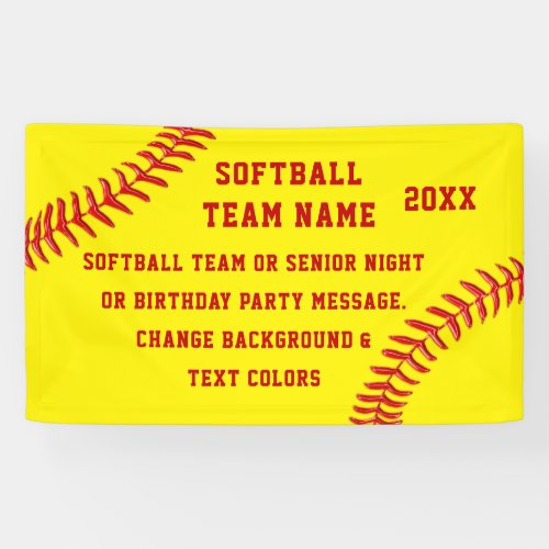 Personalized Softball Team Banners Your COLORS Banner