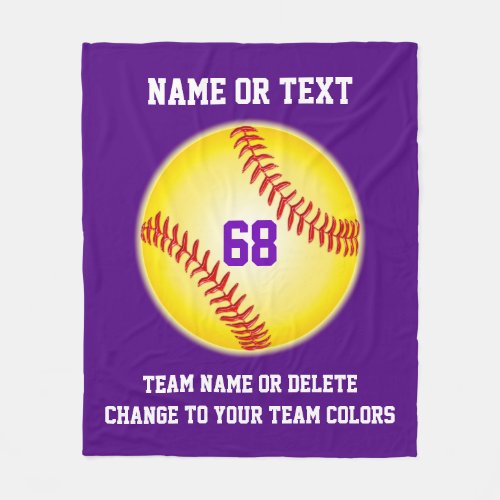 Personalized Softball Team Gifts Your Text Colors Fleece Blanket