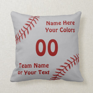 Personalized Softball Throw Pillow, Burgundy, Gray Pillow