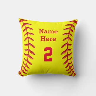 PERSONALIZED Softball Throw Pillow NAME and NUMBER