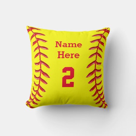 Personalized Softball Throw Pillow Name And Number