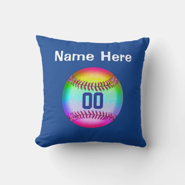 Personalized Softball Throw Pillow, NAME, NUMBER Throw Pillow (Front)