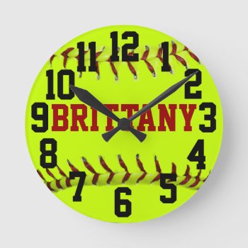 Personalized Softball Wall Clock by Baysideimages at Zazzle
