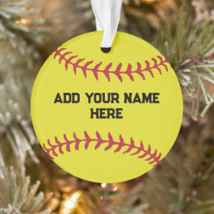 Personalized Softball With Custom Name Ornament