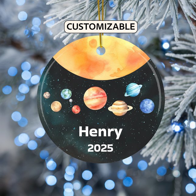 Personalized Solar System Ornament, Space, Planets Ceramic Ornament (Creator Uploaded)