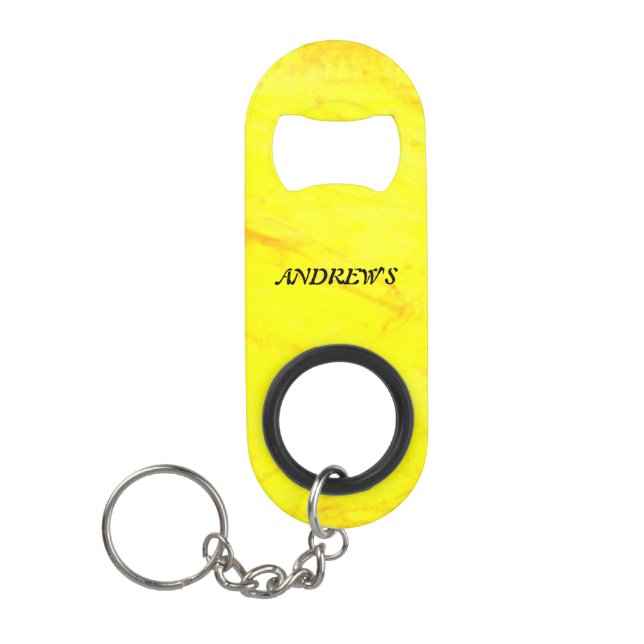 Personalized Solar Yellow Keychain Bottle Opener (Front)
