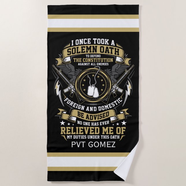 Personalized Soldiers Oath Beach Towel (Front)