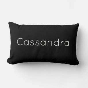 Personalized Solid Black  Cushion and White Name