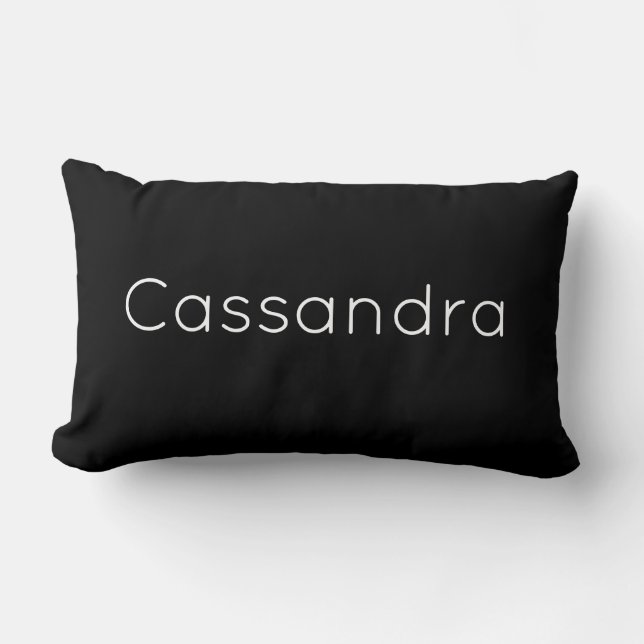 Personalized Solid Black  Cushion and White Name (Front)