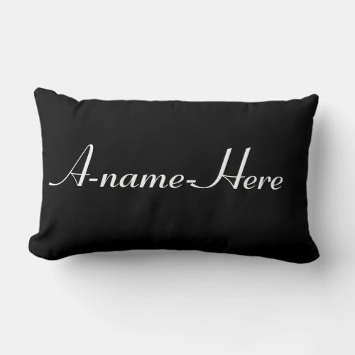 Personalized solid Black  pillow  White Name