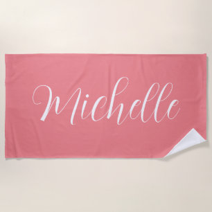 Personalized Solid Color Beach Towel with Name