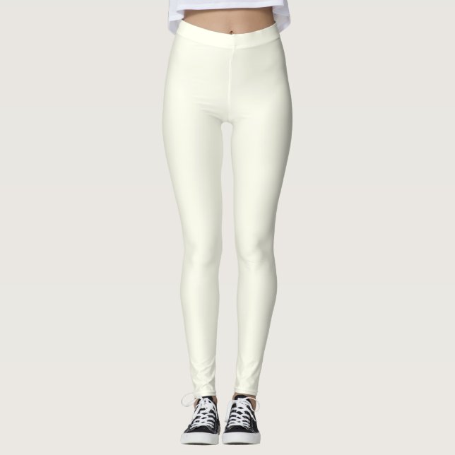 Personalized Solid Ivory Color Leggings (Front)