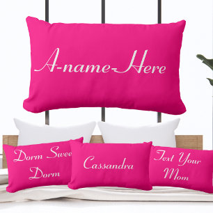 Personalized solid Pink  pillow & White Name