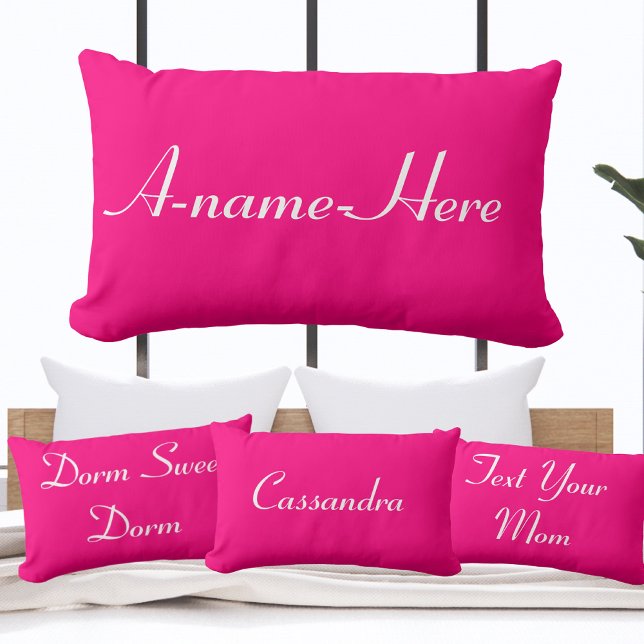 Personalized solid Pink  pillow & White Name (Creator Uploaded)