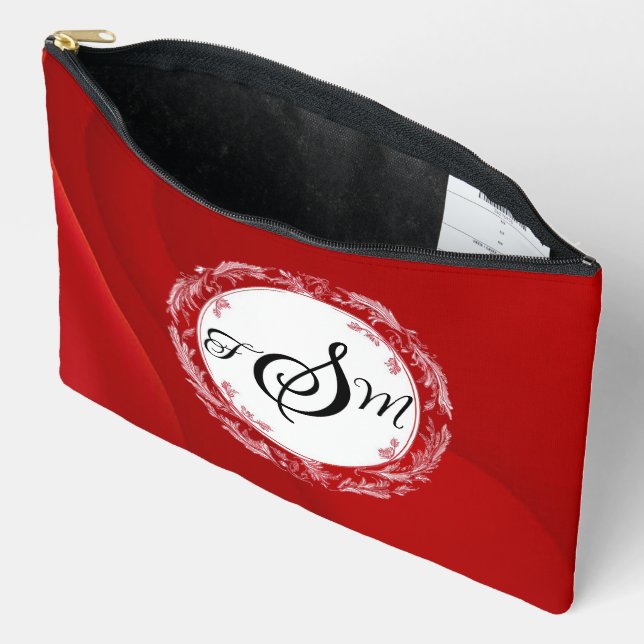 Personalized Solid Red Cosmetic Bag (Open)