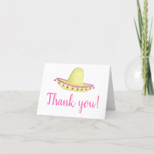 Personalized Sombrero Tassel Pink Green Girly Thank You Card