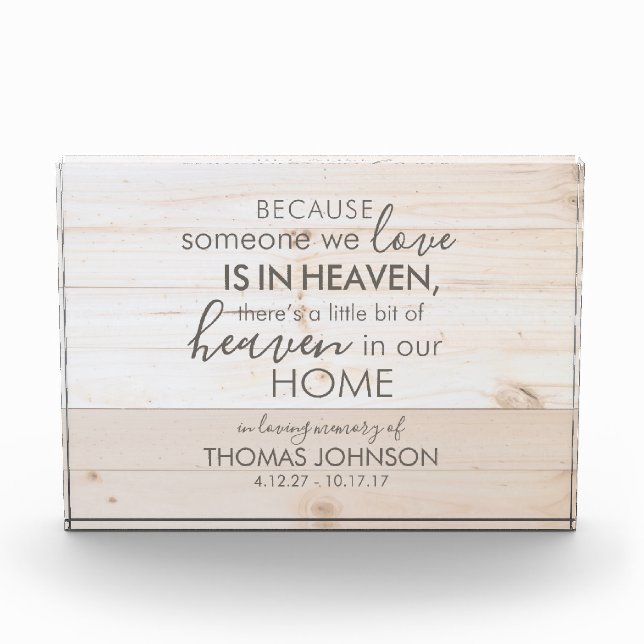 Personalized Someone In Heaven Acrylic Keepsake Award (Front)
