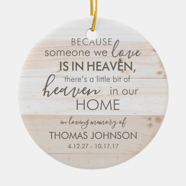 Personalized Someone In Heaven Ceramic Ornament (Front)