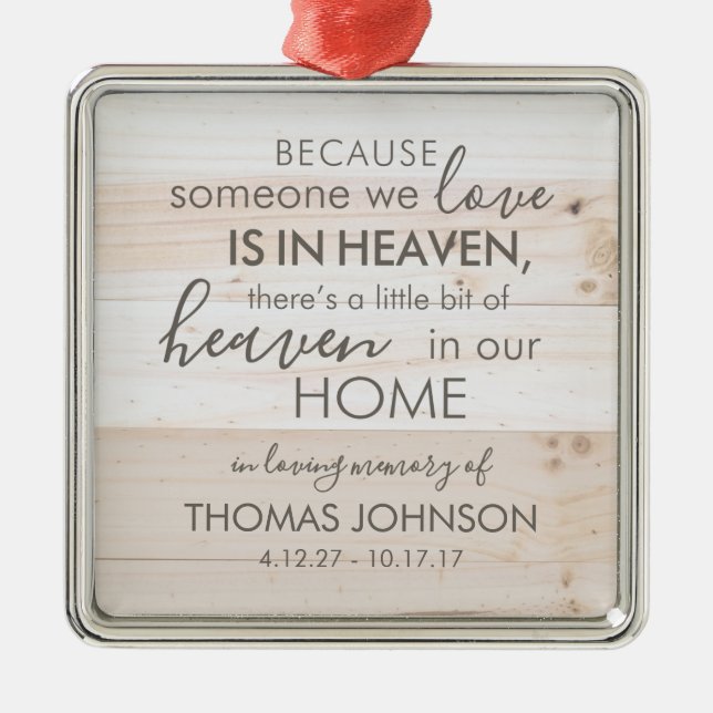 Personalized Someone In Heaven Square Ornament (Front)